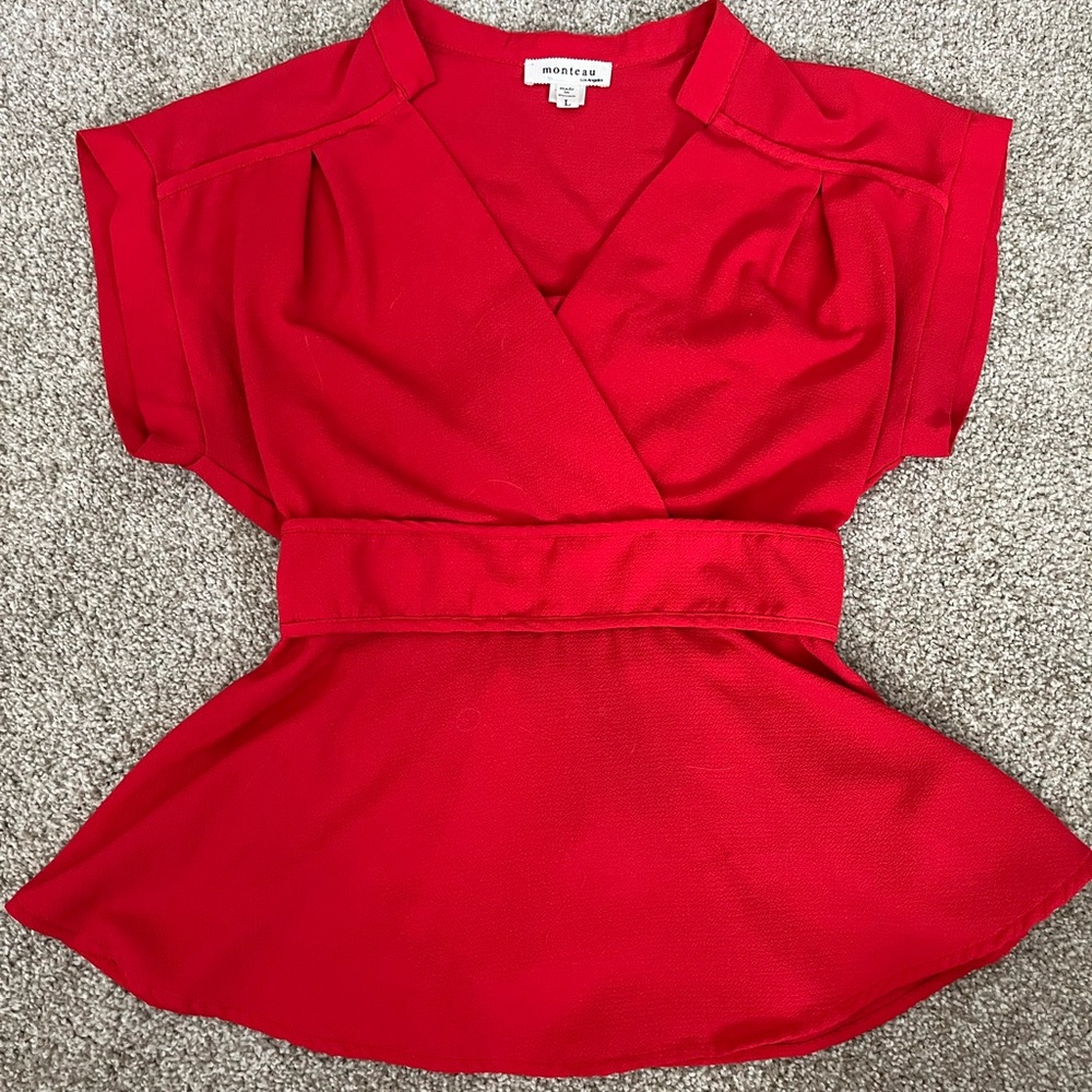 Monteau Vibrant Red Blouse